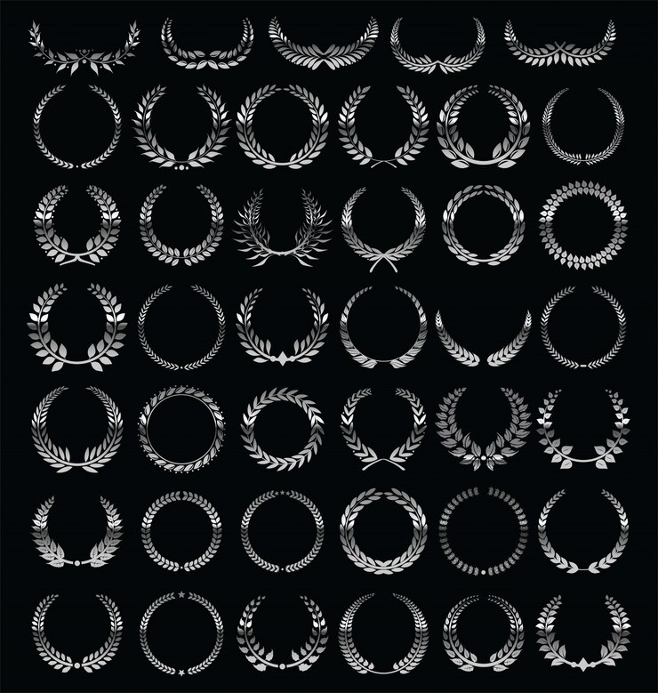 Vector colección de coronas de laurel de plata