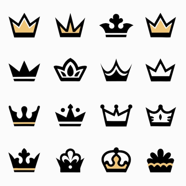 una colección de coronas para el rey y la reina