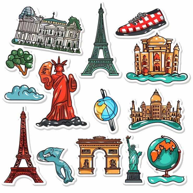 Vector una colección de cosas diferentes, incluyendo parís, parís, parís y parís.
