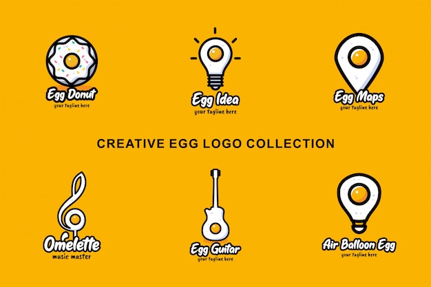 Colección creativa de logotipos de huevo con diseño plano