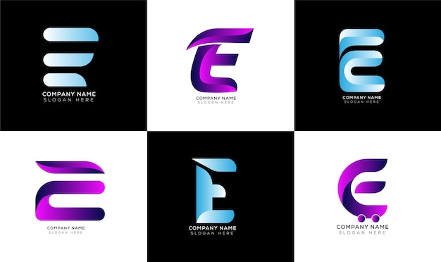 Colección creativa de logotipos de letras E degradadas