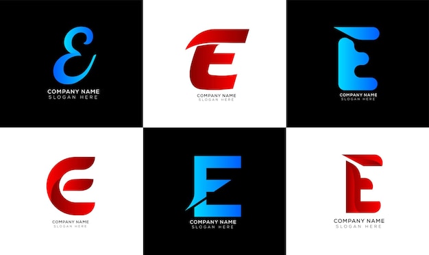 Colección creativa de logotipos de letras e degradadas