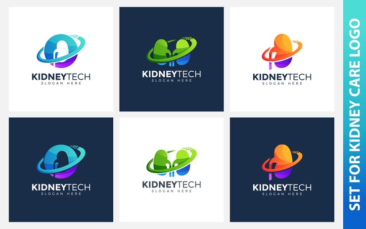colección creativa riñón tecnología logotipo diseño vector ilustración
