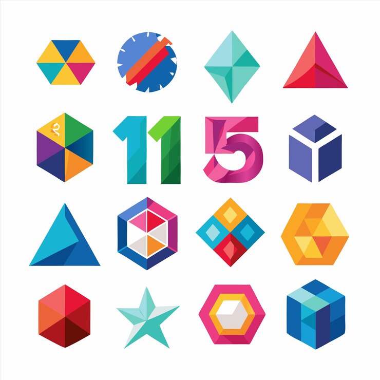 Vector una colección de cuadrados de diferentes colores, incluido un número de 12