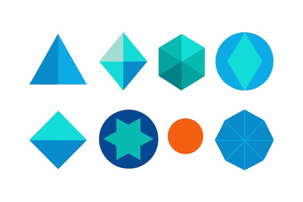 una colección de cuadrados y formas de diferentes colores