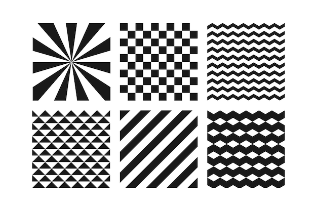 una colección de cuadrados con un patrón blanco y negro