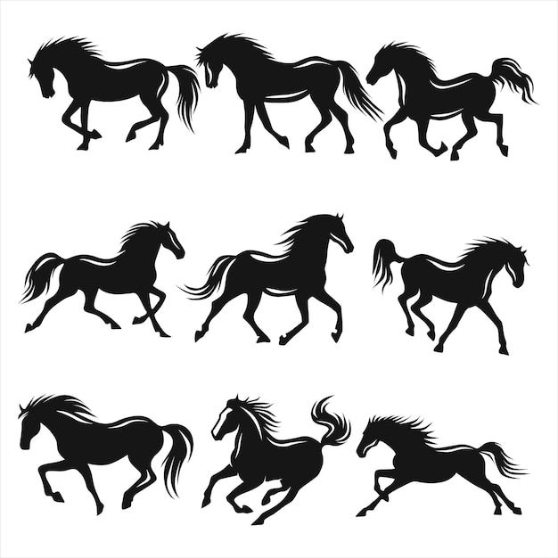 Colección de cuadros de silueta de caballo