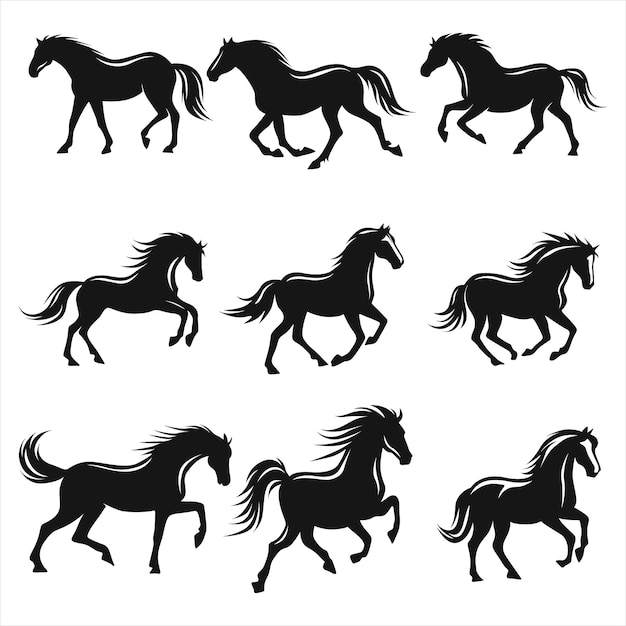Colección de cuadros de silueta de caballo