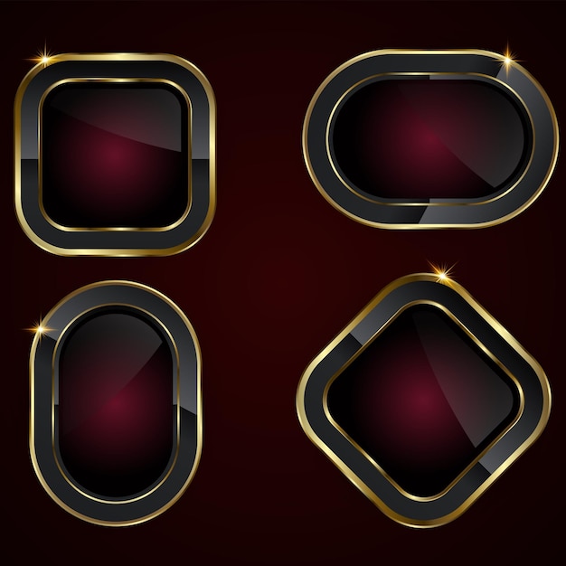 Colección de cuatro formas diferentes de botones en rojo botones de concepto de lujo moderno
