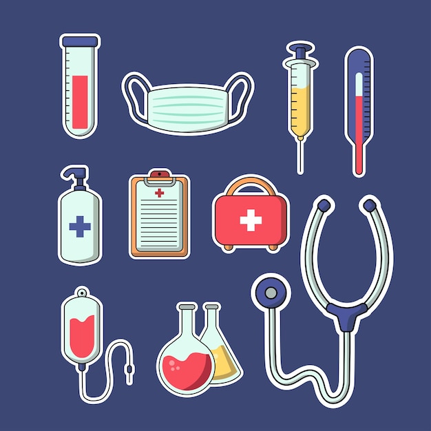 Colección de cuidado de la salud y hospital icono servicio de emergencia concepto de servicio de rescate médico Eps 10 Vector