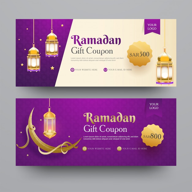 Colección de cupones de regalo de ramadán con diferentes ofertas de descuento,