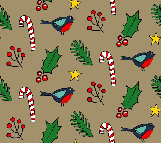 Colección de decoración navideña de Año Nuevo, nieve, piruletas, bayas, árbol de Navidad, ilustración vectorial