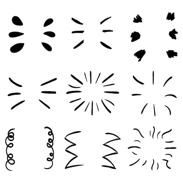 Colección de decoraciones dibujadas a mano con pincel de tinta en vector Diseño para póster de tarjeta de texto