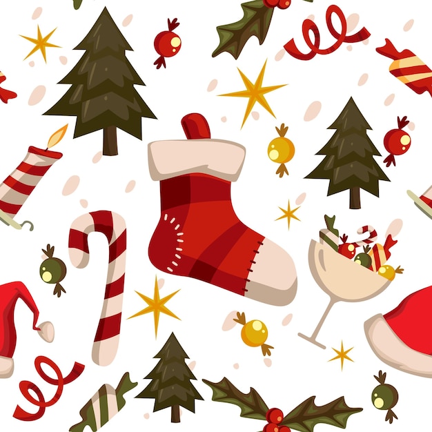 una colección de decoraciones navideñas incluyendo Santa Santa y árbol de Navidad