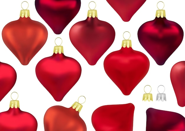 Vector una colección de decoraciones navideñas rojas en forma de corazón como un conjunto