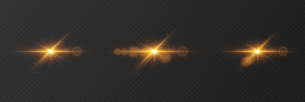 Colección de destellos de luz brillantes y destellos de lente de estrellas
