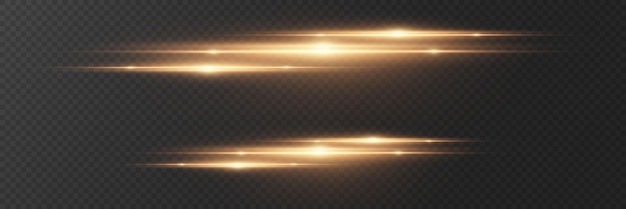 Colección de destellos de luz y líneas horizontales de luz láser