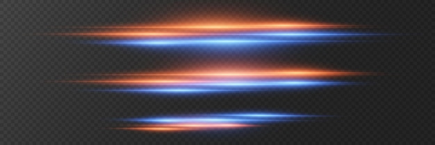 Colección de destellos de luz y líneas horizontales de luz láser