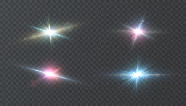 Colección de destellos y ráfagas de luz dinámicas de las lentes
