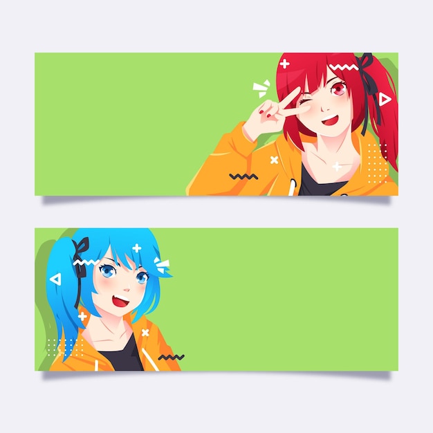 Vector colección detallada de banners de anime