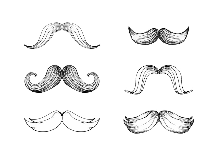 Vector colección del día del padre de dibujos a mano de bigotes masculinos sobre fondo blanco ilustración vectorial