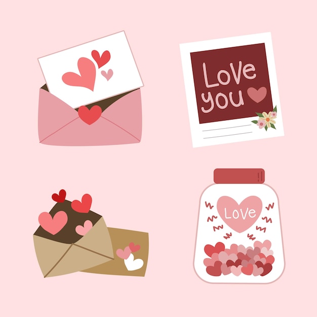Colección de día de San Valentín con dulces y regalos