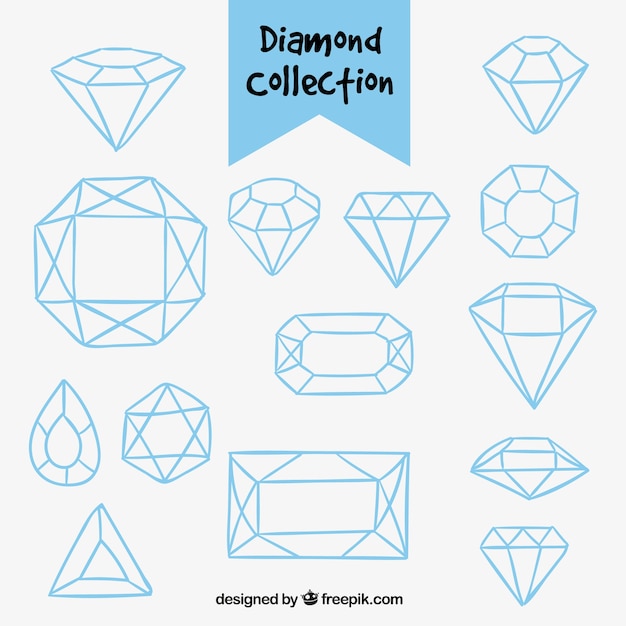 Vector colección de diamantes dibujados a mano