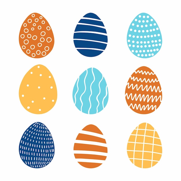 Colección dibujada a mano de huevos de Pascua
