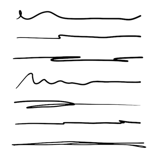 Colección dibujada a mano de líneas dibujadas a mano líneas de pincel pincel subrayado en dibujos abstractos