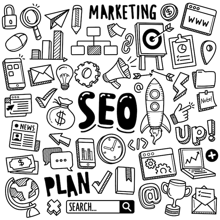 Vector colección dibujada a mano: seo