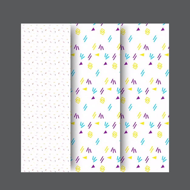 Colección dibujada a mano de simples patrones geométricos funky con elementos lindos diseños groovy con r