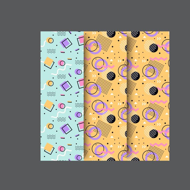 Colección dibujada a mano de simples patrones geométricos funky con elementos lindos diseños groovy con r