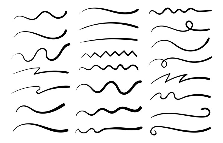 Vector colección dibujada a mano de swishes rizados, swashes, swoops. remolino de caligrafía. iconos de cotizaciones. resalta elementos de texto.