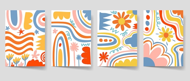 Colección de dibujos abstractos de arte floral