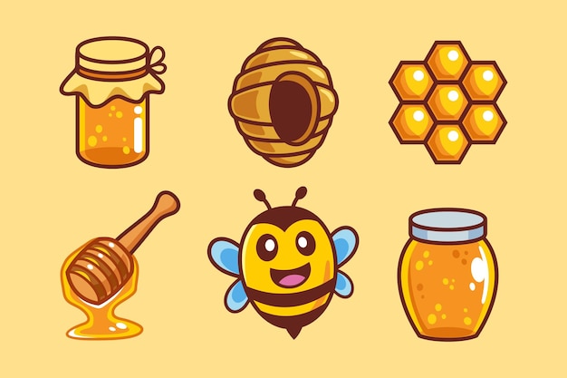 Colección de dibujos animados de abejas dulces