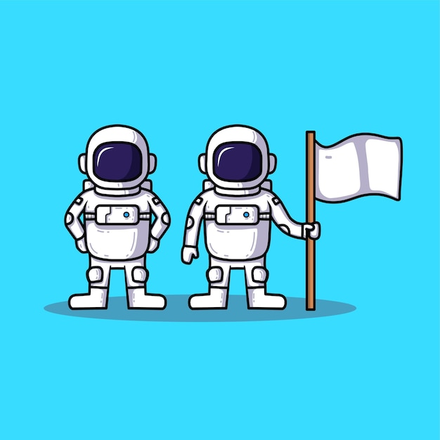 colección de dibujos animados de astronautas con bandera