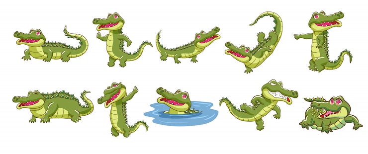 Vector colección de dibujos animados de cocodrilo