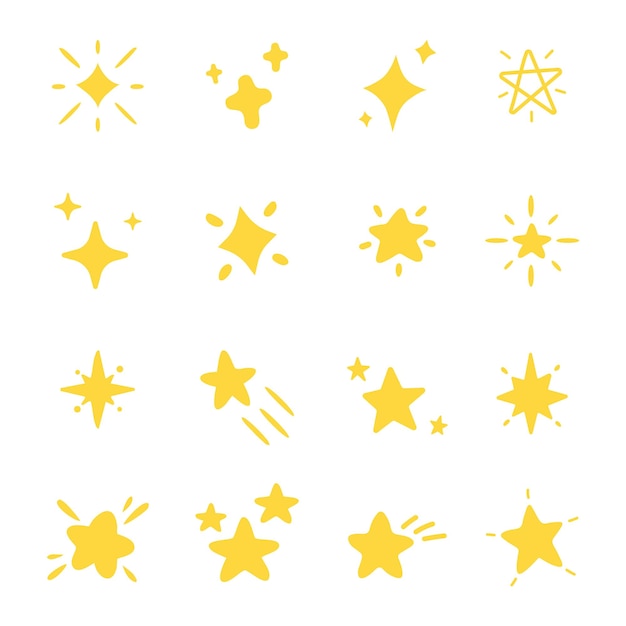 Colección de dibujos animados de estrellas dibujados a mano
