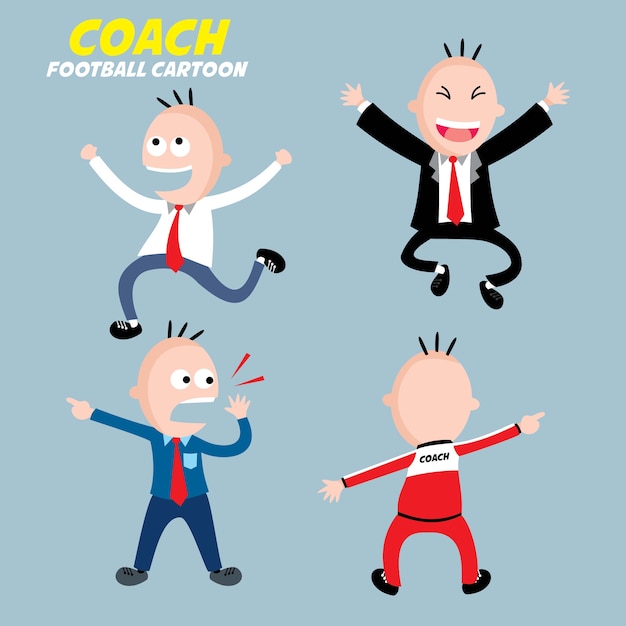 Colección de dibujos animados Footbal, entrenador.
