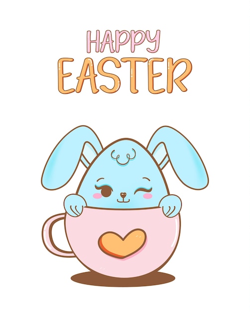 Colección de dibujos animados de huevos de conejito de Pascua feliz Vector