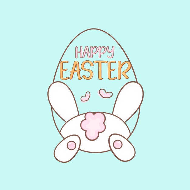 Colección de dibujos animados de huevos de conejito de Pascua feliz Vector