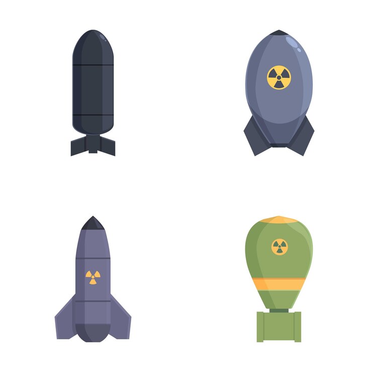 Colección de dibujos animados de misiles nucleares y bombas
