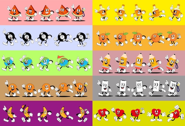 Colección de dibujos animados vintage Gran mascota de dibuyos animados retro juego de sandía globo de vinilo baloncesto