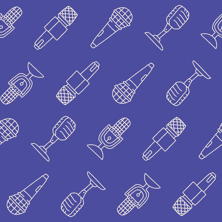 Vector colección de dibujos sin costuras de micrófono vectorial para decoración de papel tapiz impreso