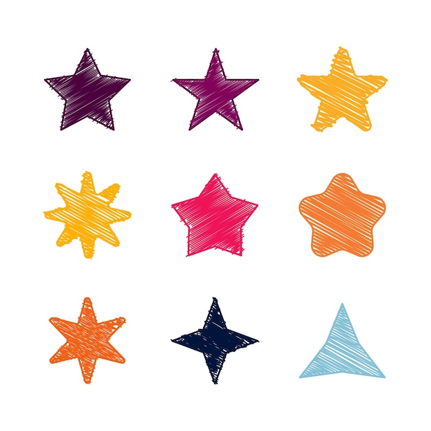 Colección de dibujos de estrellas de colores