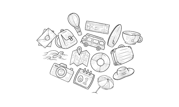 Colección de dibujos a mano para vacaciones