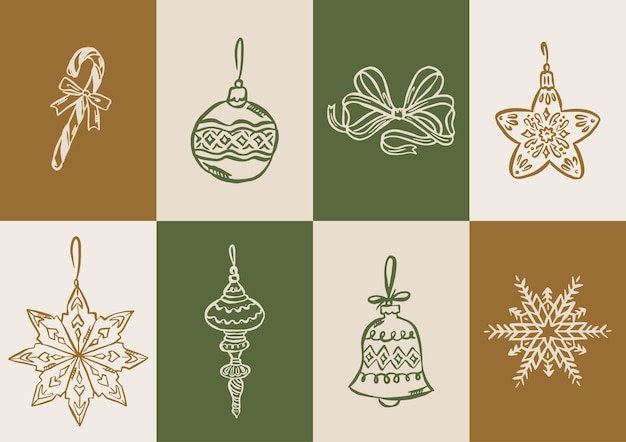 Colección de dibujos vectoriales navideños