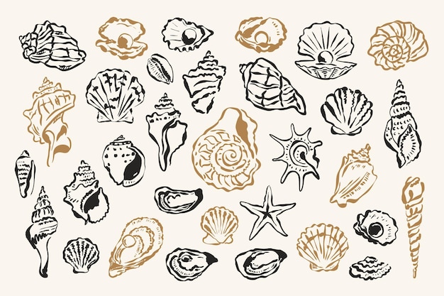 Colección de dibujos vectoriales del océano