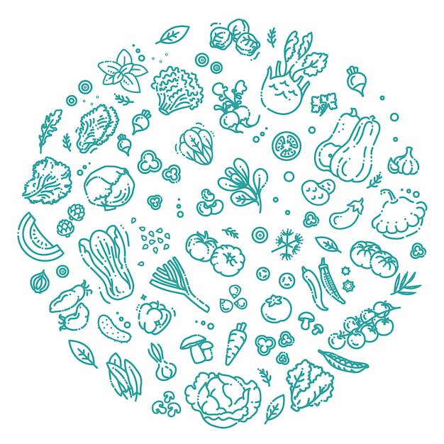 Colección de dibujos de verduras