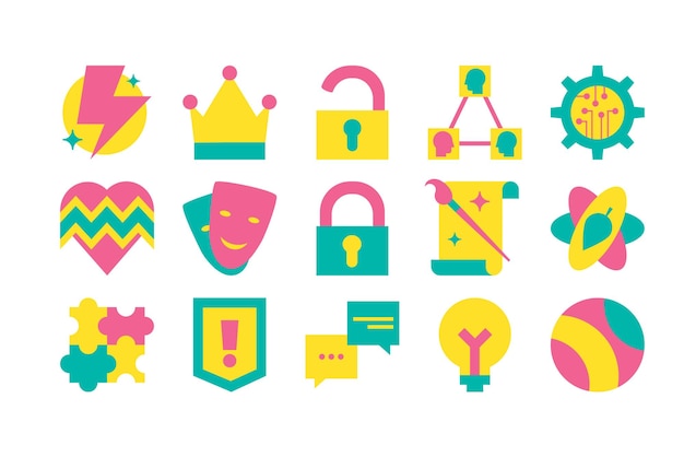 Colección Diferente Diseño Creativo Conjunto Icono